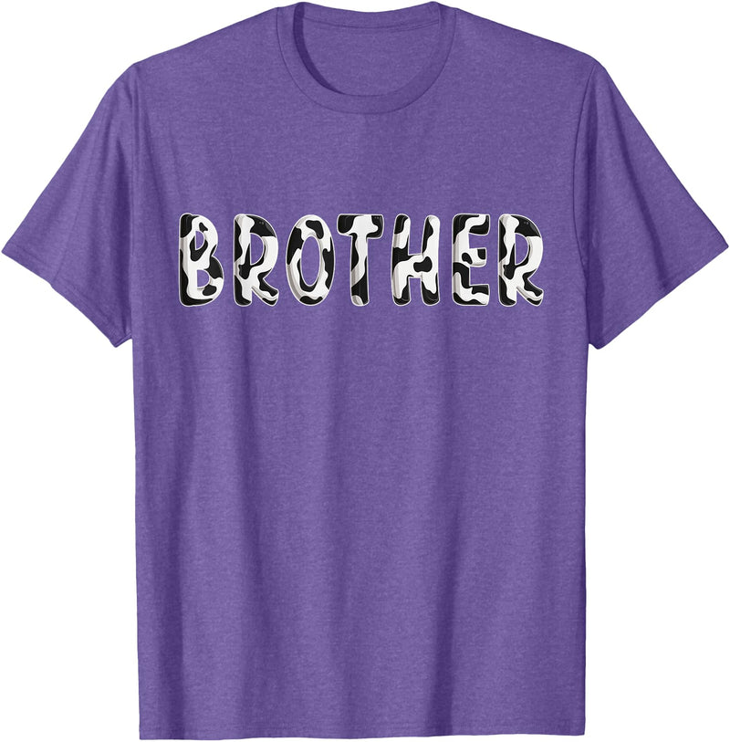 Cow Pattern Print Family Matching Birthday Shirts Cow Brother Birthday Family Matching Fathers Day Boy Girl T-Shirt - Purple