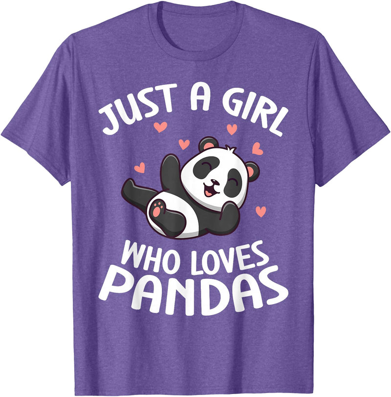 Panda Bear Clothing Panda Lover Cute Kids Just A Girl Who Loves Pandas T-Shirt - Purple Heather