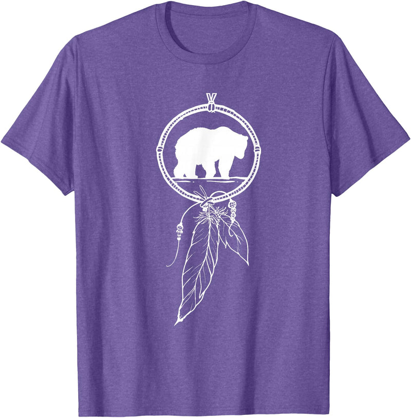 American Indian Shirts by CrushRetro Native American Dreamcatcher Bear Women Men Kids T-Shirt - Purple Heather