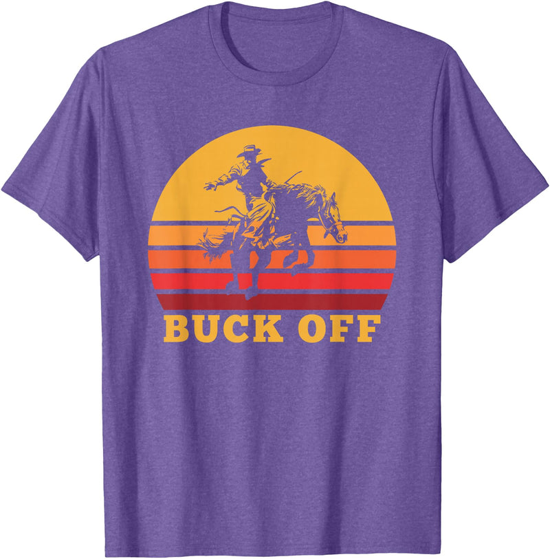 Funny Horse Riding Apparel Retro Bronc Riding Buck Off Vintage Bucking Horse Pun T-Shirt - Purple Heather