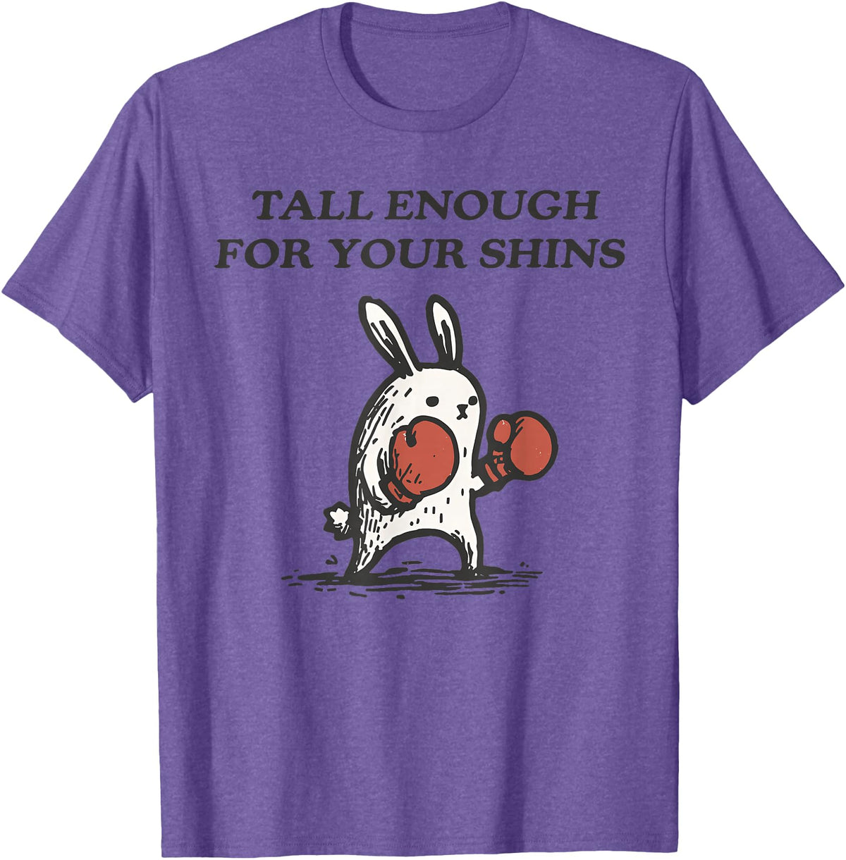 Tall Enough for Your Shins Cute Bunny Rabbit T-Shirt in Purple Heather