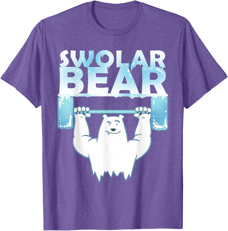 Funny Weightlifter Tees Funny Polar Bear Swolar Bear Lifting Tshirt T-Shirt - Purple Heather