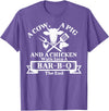 A Cow, A Pig And A Chicken Shirts A Cow, A Pig And A Chicken Walk Into A Bar-B-Q. The End T-Shirt - Purple Heather