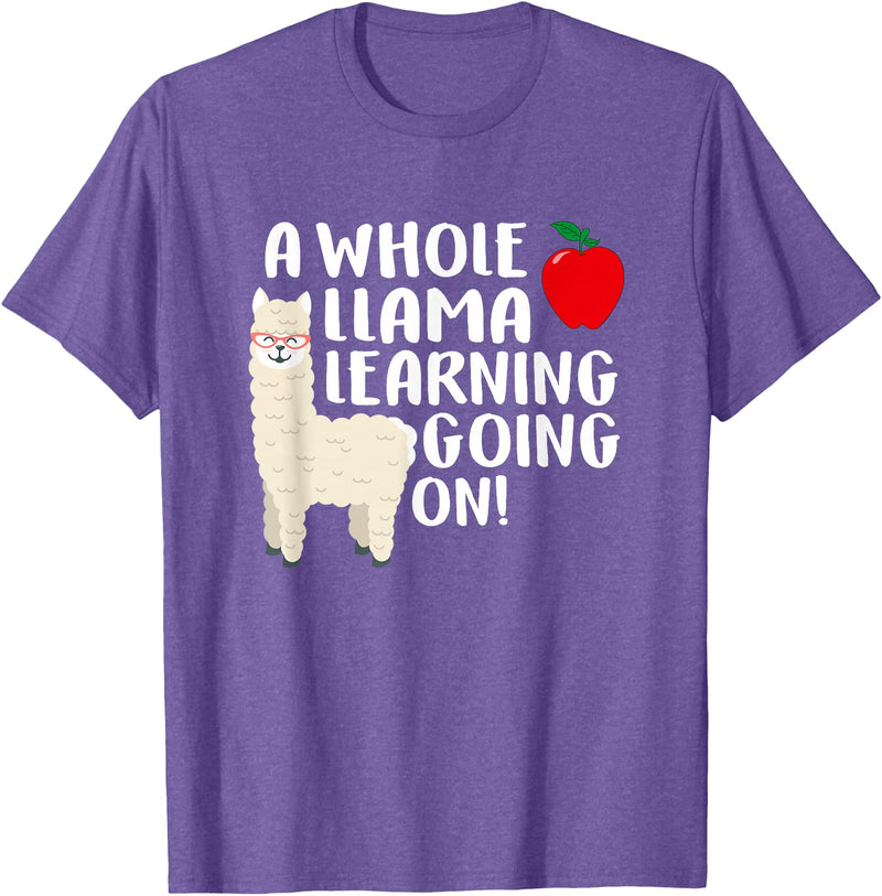 SOMMAS TEACHER A Whole Llama Learning Going on Funny First Grade Teacher T-Shirt - Purple Heather