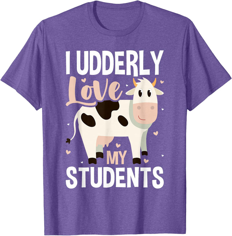 Cow Lover Gift Co. Cow Teacher Lover T-Shirt - Purple Heather
