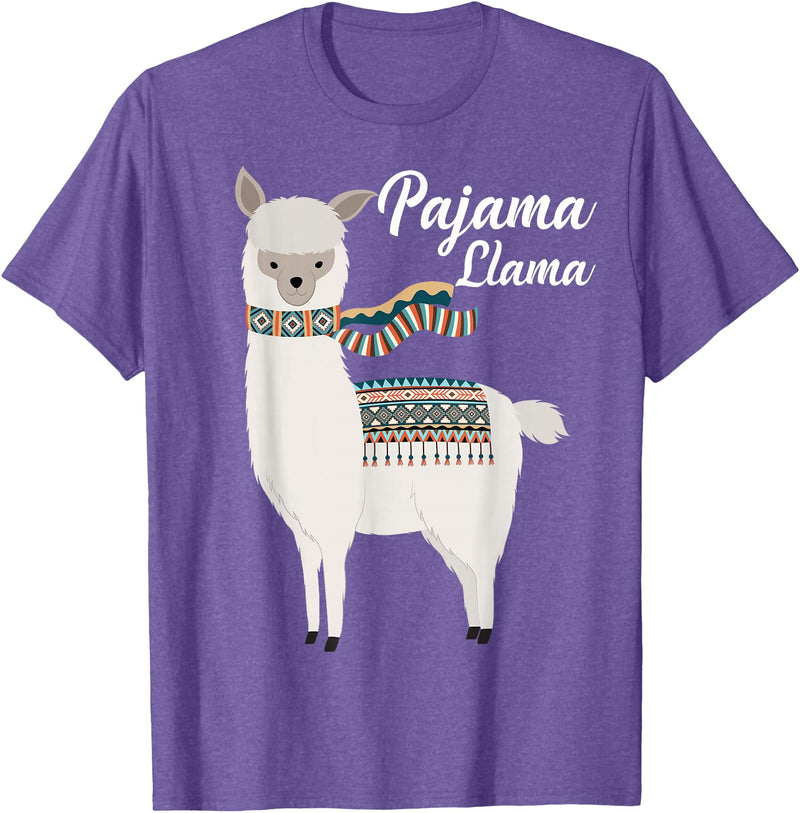 Llama Pajamas GA Cute Pajama Llama Bed Time T-Shirt Llama Pajama T-Shirt - Purple Heather
