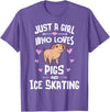 Pigs Memme Pigs And Ice Skating Gifts for Girls Women T-Shirt - Purple Heather