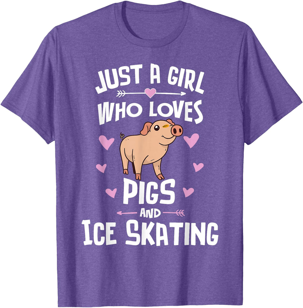 Pigs Memme Pigs And Ice Skating Gifts for Girls Women T-Shirt - Purple Heather