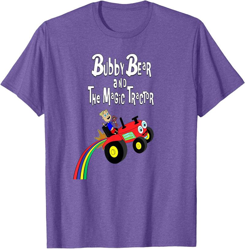 Strange Planet Apparel Bubby Bear and the Magic Tractor T-Shirt - Purple Heather