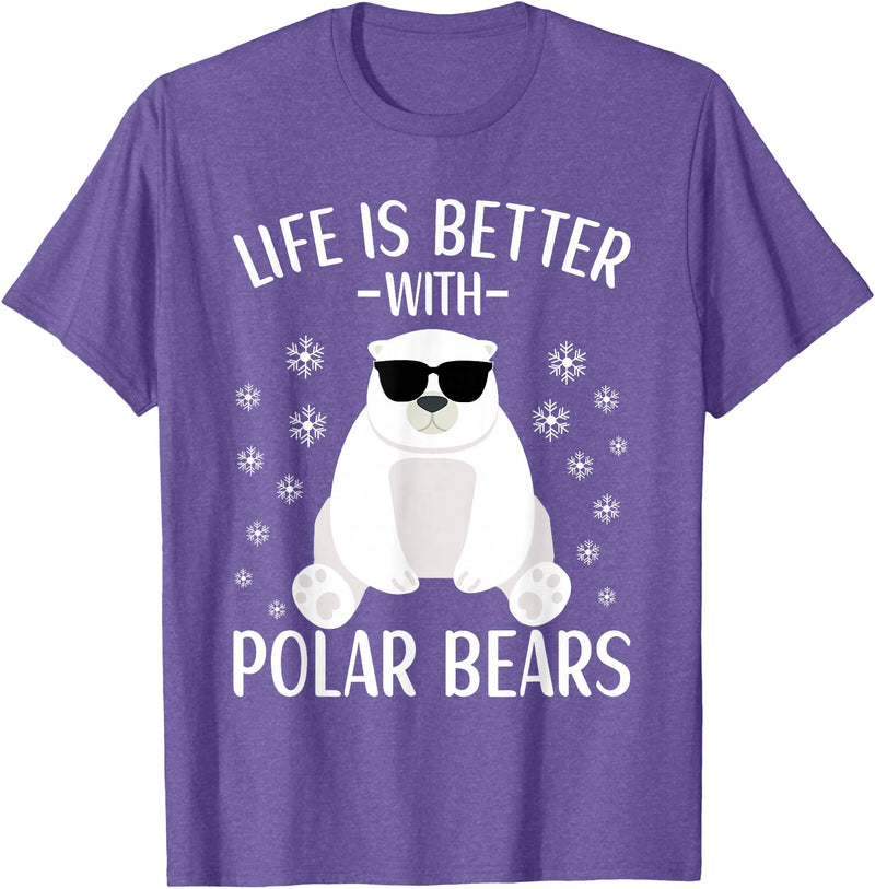 Polar Bears Accessories for Men Women & Kids Life Is Better With Polar Bears Cool Polar Bear for Kids T-Shirt - Purple Heather