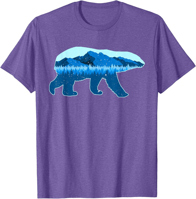 Save the Polar Bear Lovers Designs Polar Bear Print Landscape - Save the Polar Bear T-Shirt - Purple Heather