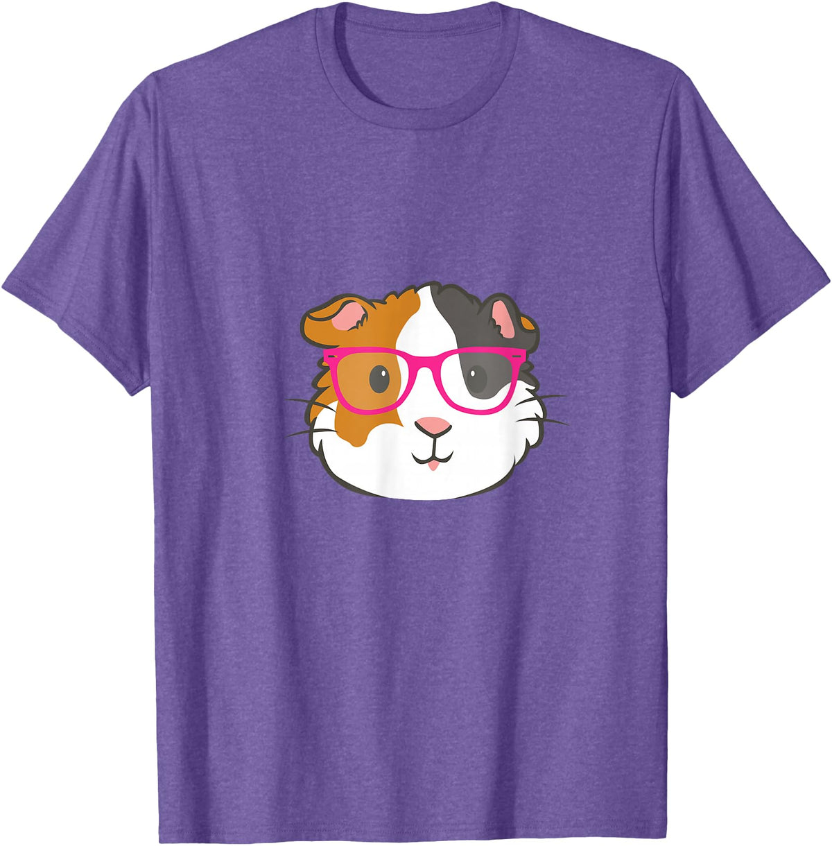 Hipster Animal Merch Co Cute Hipster Guinea Pig Hamster In Pink Eye Glasses Gift T-Shirt - Purple Heather