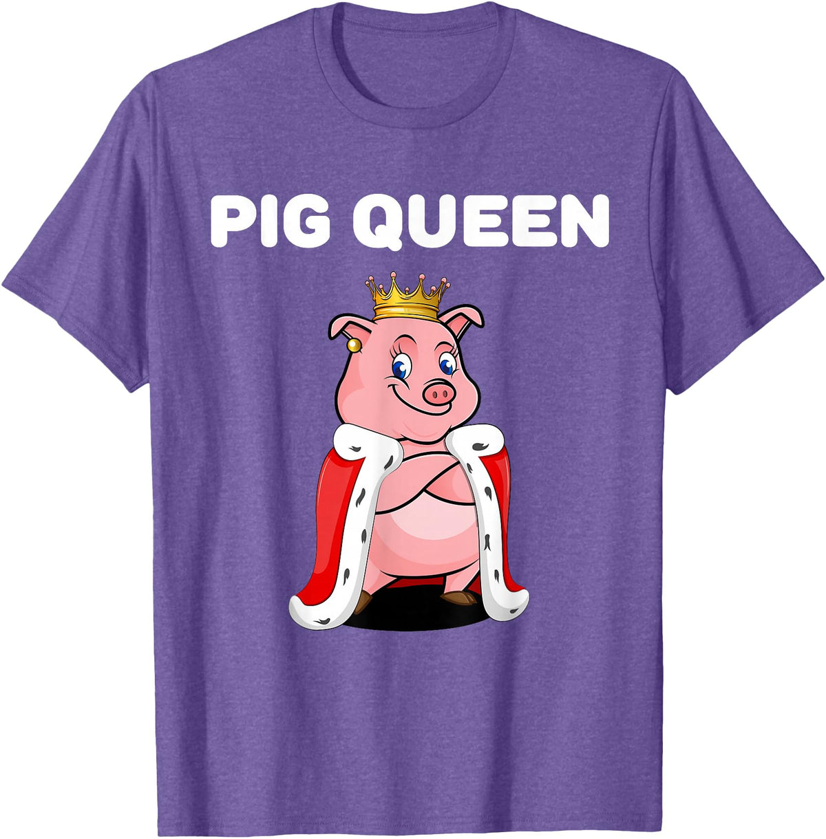 Womens Pig Shirts for Girls Pig Queen | Girls Pig Tshirt | Womens Pig T-Shirt - Purple Heather