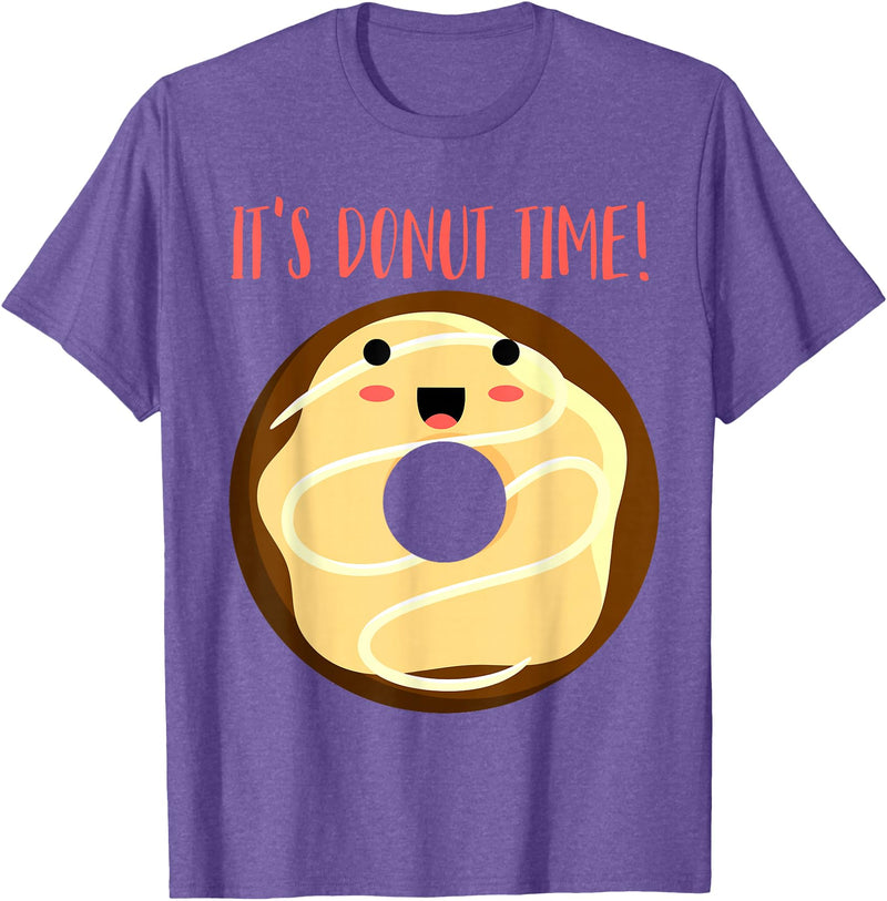 Green Cow Land It's Donut Time! Doughnut Funny T-Shirt - Purple Heather