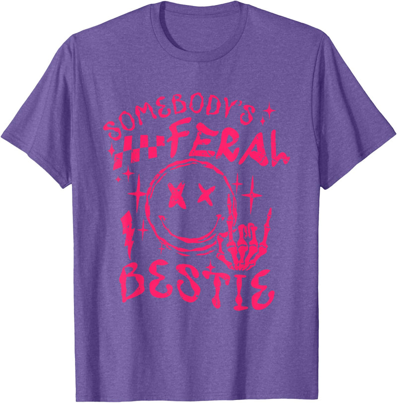Somebody's Feral Bestie T-Shirt - Purple Heather