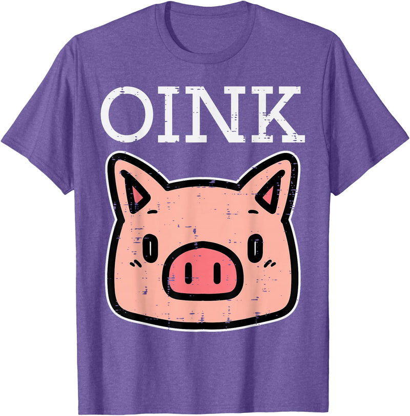 Pig Lover Shirts For Men Women Kids Oink Pig Face Cute Hog Head Girls Boys Kids Toddler Women T-Shirt - Purple Heather