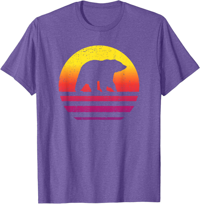 Bear Accessories & Clothing Gifts Women Men Kids Bear Retro Style Vintage T-Shirt - Purple Heather