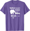 The Mothers Day Shirt Co. Triple Blessed Mama Bear Shirt For Moms With Three Kids T-Shirt - Purple Heather