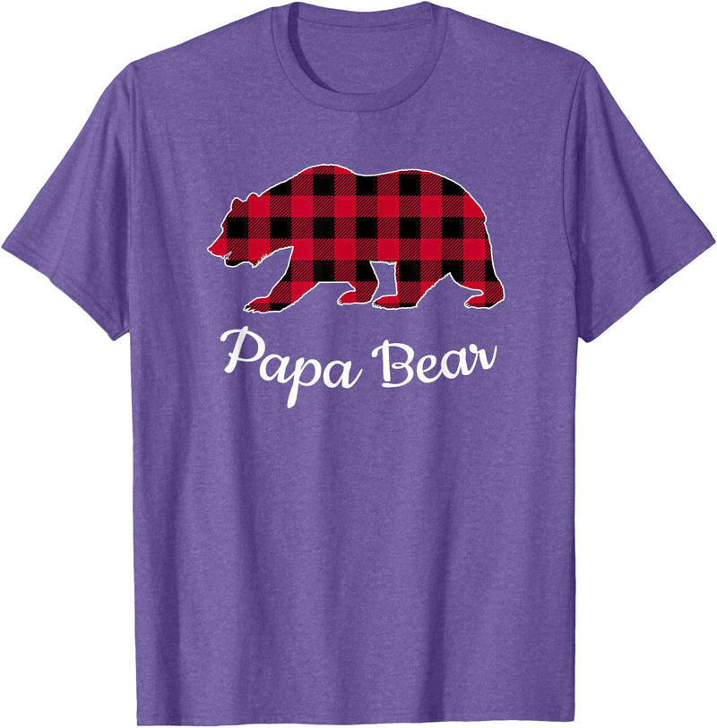 Papa & Mama Bear Outfit Papa Bear Pajama Red Buffalo Plaid T-Shirt - Purple Heather