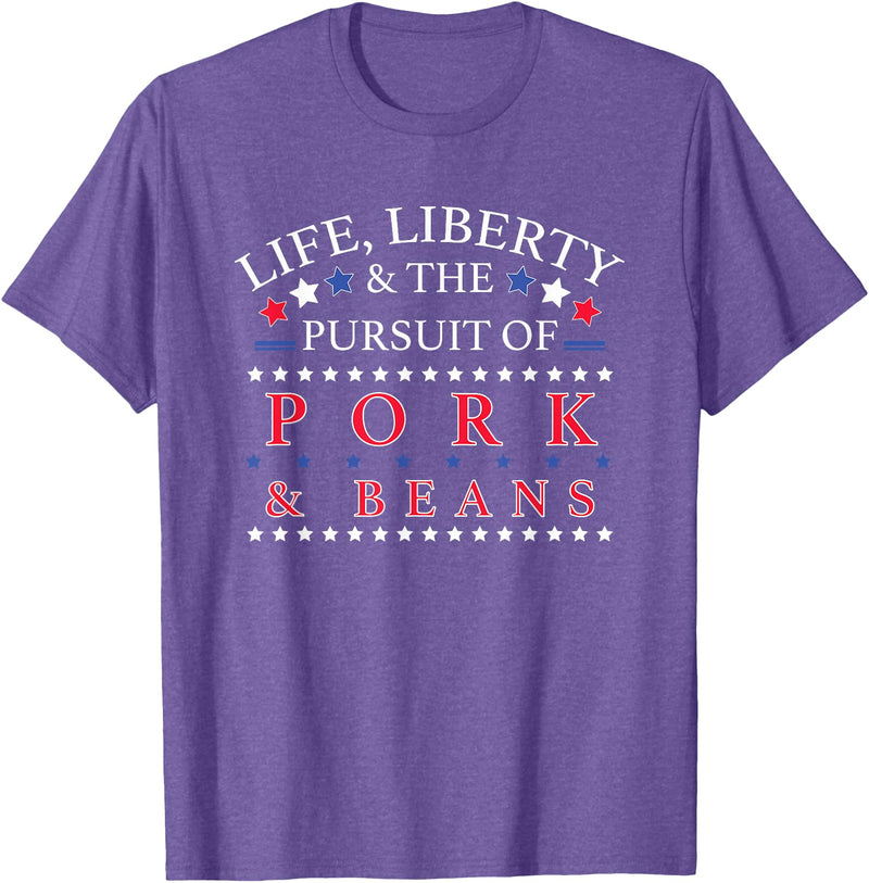 Official Get Hopped Apparel Funny Pork and Beans Shirt - Novelty Gift T-Shirt - Purple Heather