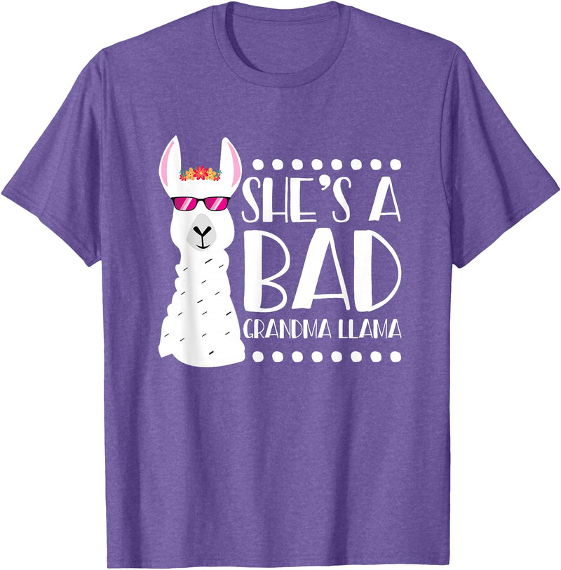 Llama - Alpaca Funny Designs Alpaca Fan Design Funny She's A Bad Grandma Llama For Women T-Shirt - Purple Heather