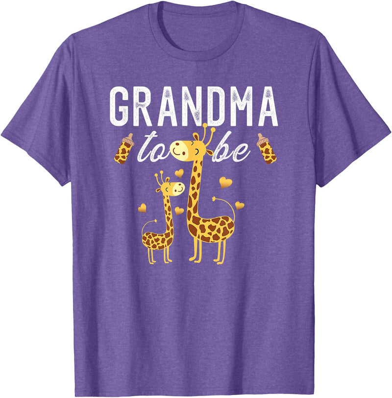 Giraffe Baby Shower Party Ideas For Grandma To Be Grandma To Be Giraffe Baby Shower Cute T-Shirt - Purple Heather