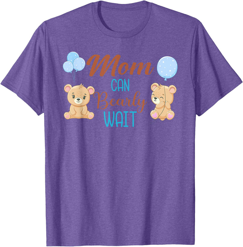 Family Baby Shower Gifts Mom Can Bearly Wait Bear Gender Neutral Boy Baby Shower T-Shirt - Purple Heather