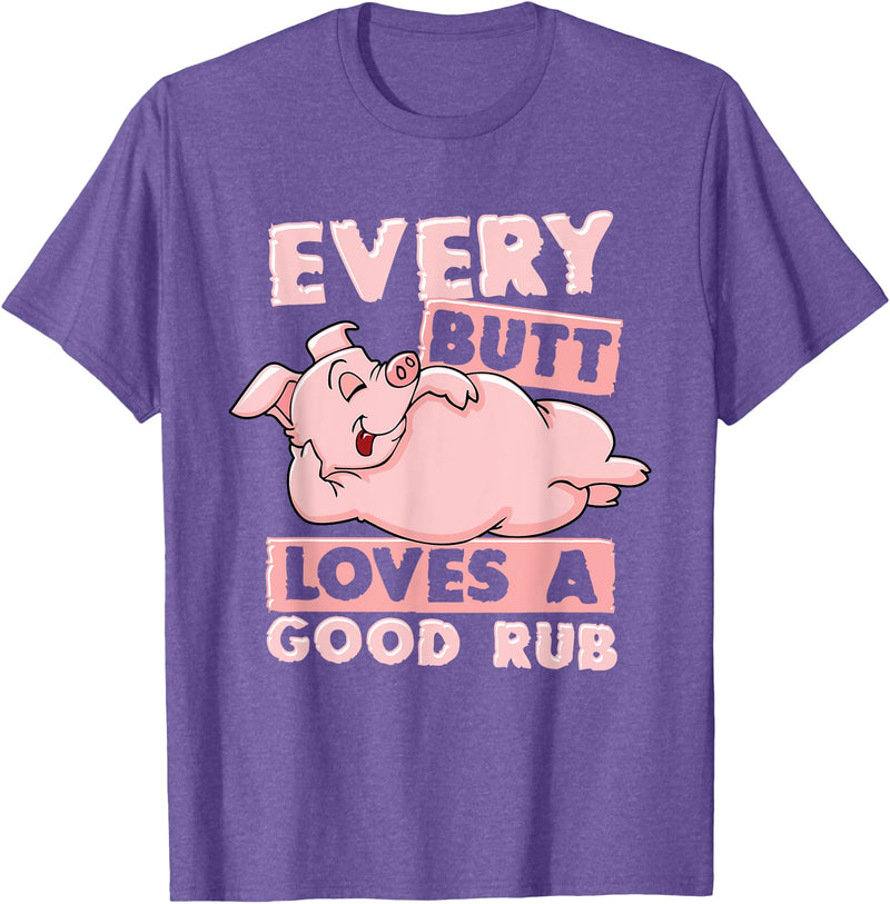 BCC BBQ Shirts & Barbecue Grill Master Gifts BBQ Pig Grill Shirt Chef Barbecue Pulled Pork Steak BBQ T-Shirt - Purple Heather