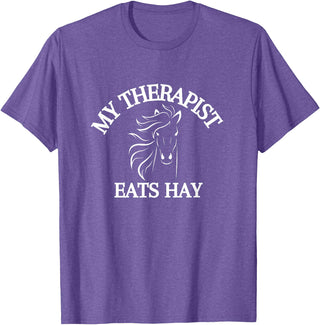 My Therapist Eats Hay Co. My Therapist Eats Hay Funny Horse Lover T-Shirt - Purple Heather
