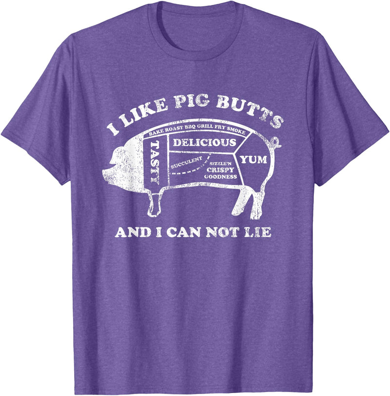 Pink Ink Art Funny I Like Pig Butts And I Can Not Lie T-Shirt T-Shirt - Purple Heather