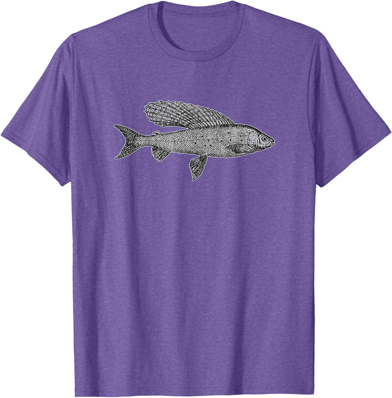 Grayling Fish Fish Grayling Graphic Fishing T-Shirt - Purple Heather
