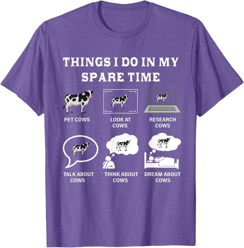 Things I Do In My Spare Time Gifts Funny designs Things I Do In My Spare Time Cow Lover Farmer Cows Gifts T-Shirt - Purple