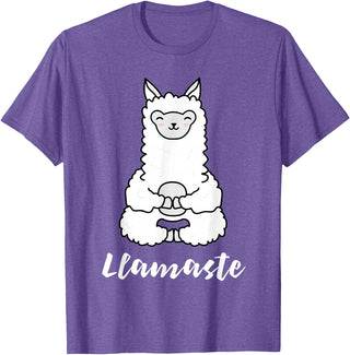 Cute Yoga Shirts - Llamaste Llamaste - Cute Yoga Lovers Gift, Adorable Llama Fitness T-Shirt - Purple Heather