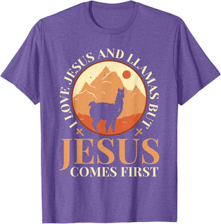 Funny Llamas Saying Protestant Bible Christ God Llamas Lover Christian Religion Faith Jesus Catholic T-Shirt - Purple Heather
