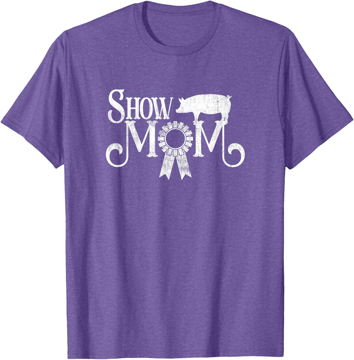 Squatch Design Show Mom Swine Show Pig Lover County Fair Gift Lt. T-Shirt - Purple Heather