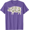 Pig & Pork Butcher Diagram Tees Pig & Pork Butcher Diagram Bacon Lover - T-shirt T-Shirt - Purple Heather