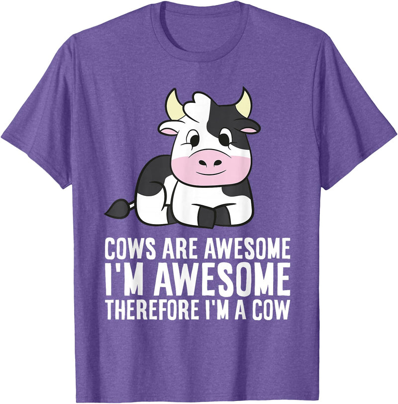 Funny Cow Lover Gifts Cows Are Awesome I'm Awesome Therefore I'm A Cow T-Shirt - Purple Heather