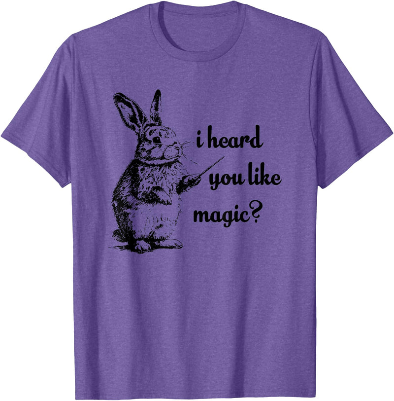 Cute Rabbit Lover Bunny Graphic T-Shirt (Heather Grey) in Purple Heather