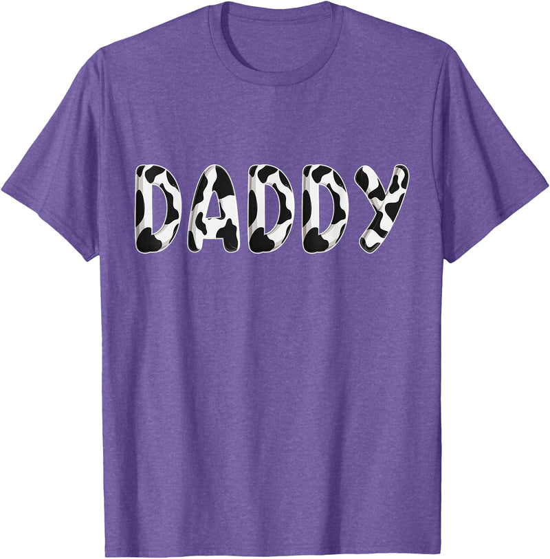 Cow Pattern Print Family Matching Birthday Shirts Cow Daddy Birthday Family Matching Fathers Day Boy Girl Men T-Shirt -