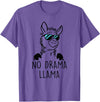 Pretees No Drama Llama Graphic Funny Llama T-Shirt - Women's Adult Unisex-Adults Grey Small Classic Fit Crew Neck Short Sleeve - Purple Heather