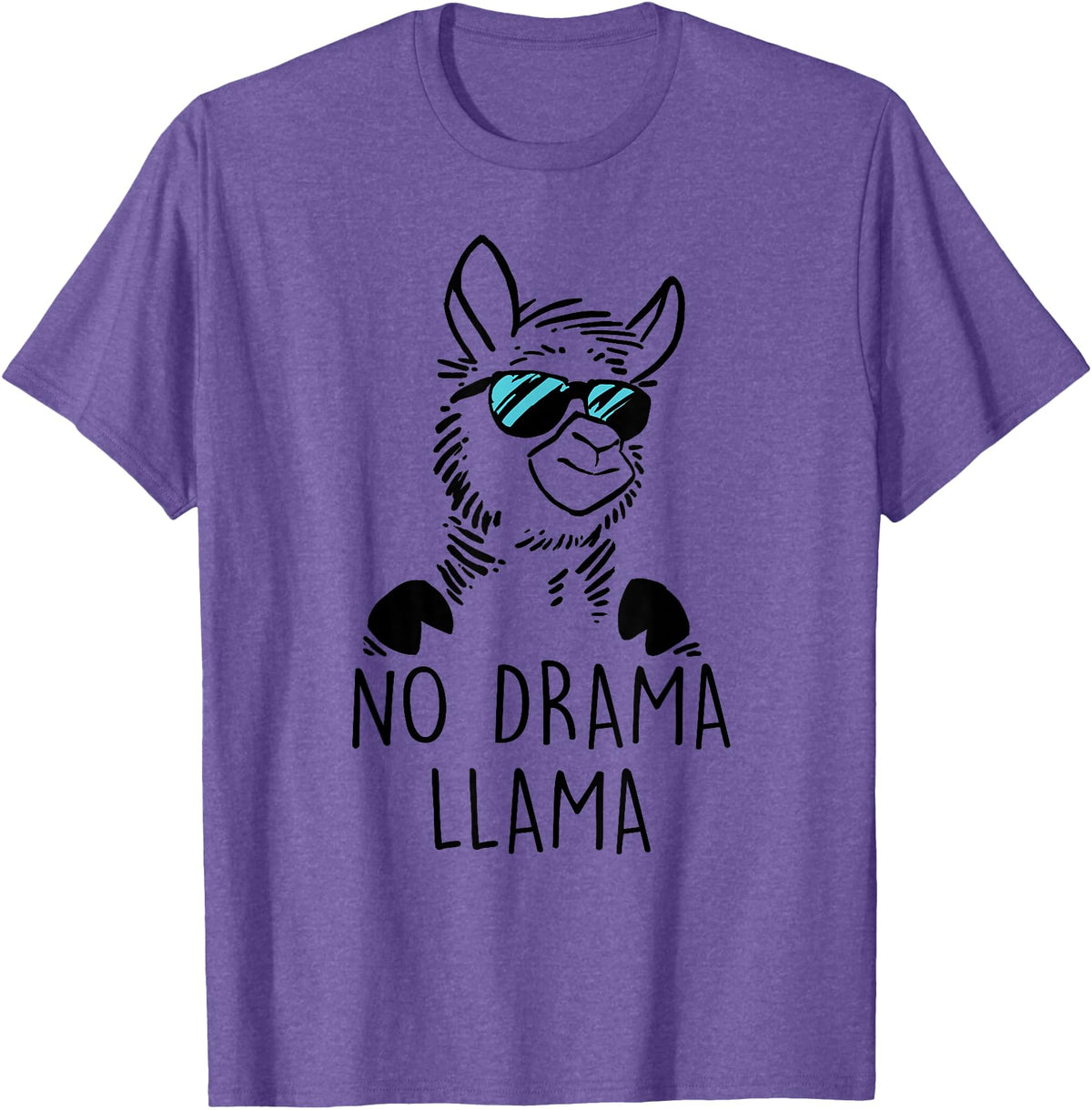Pretees No Drama Llama Graphic Funny Llama T-Shirt - Women's Adult Unisex-Adults Grey Small Classic Fit Crew Neck Short Sleeve - Purple Heather