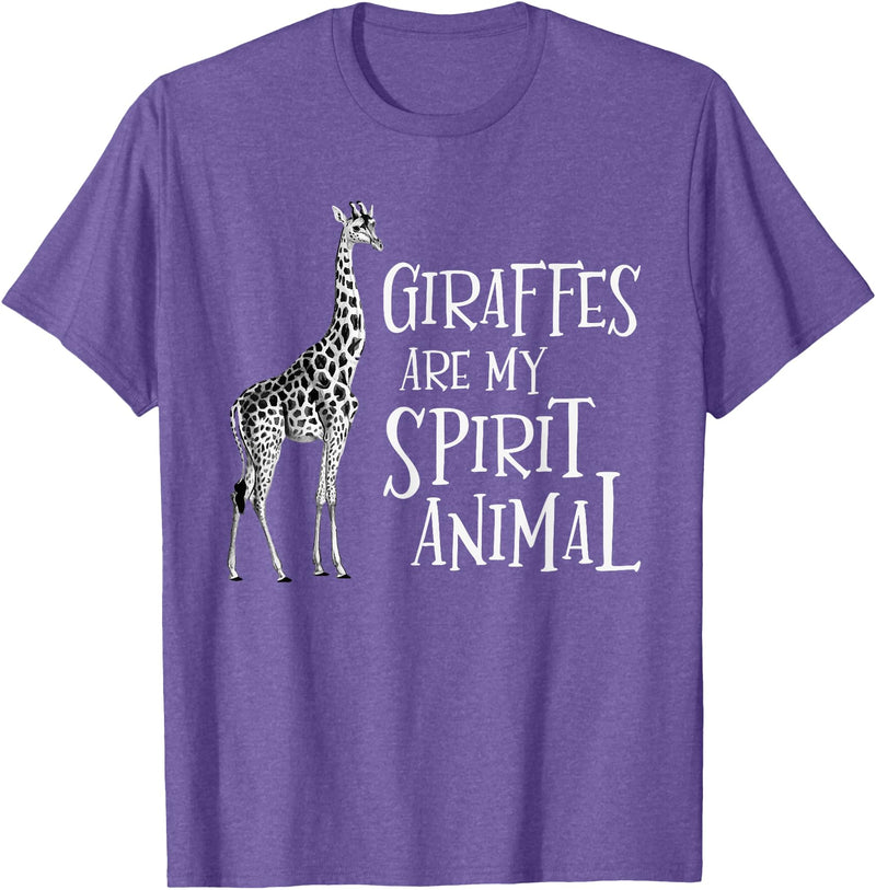 Funny Giraffe Shirts Giraffes Are My Spirit Animal - Zoo Lover Animal Wildlife T-Shirt - Purple Heather