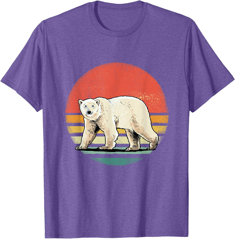 Wowsome! Vintage Polar Bear Tshirt Retro Arctic Animal Bear Lover T-Shirt - Purple Heather