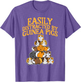 Guinea Pig Shirts For Men Women Kids Gift Easily Distracted by Guinea Pigs Funny Cavy Men Women Kids T-Shirt - Purple Heather