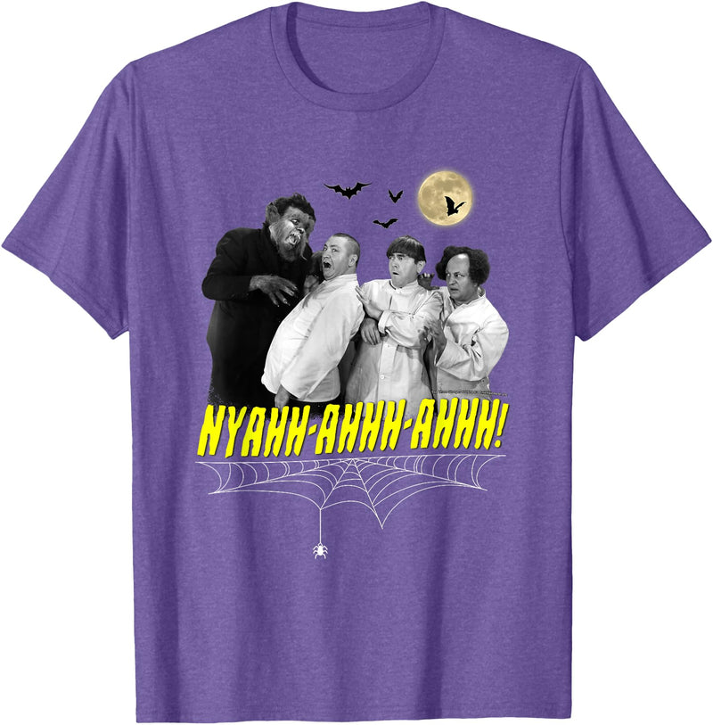 TTS- The Three Stooges NYAHH-Ahhh-Ahhh! Halloween T-Shirt - Purple Heather