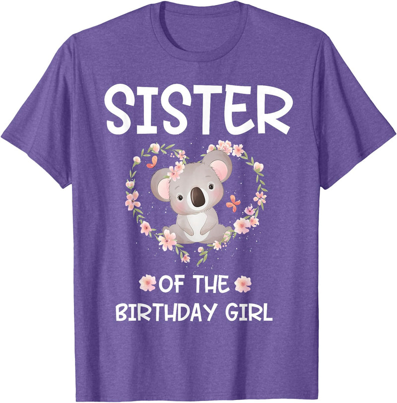 Koala Bear Birthday Party Theme Supplies Air Sister 1st First Birthday Koala Sister Of The Birthday Girl T-Shirt - Purple Heather