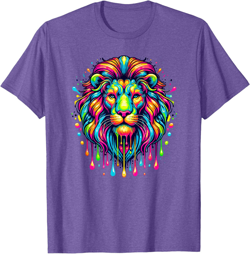 Lions Lion Lover Gifts Colorful Pop Art Lion Lions T-Shirt - Purple Heather