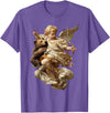 Vintage Angel Aesthetic Classical Art Cute Cherub Angel with Bear Baroque Renaissance Aesthetic T-Shirt - Purple Heather