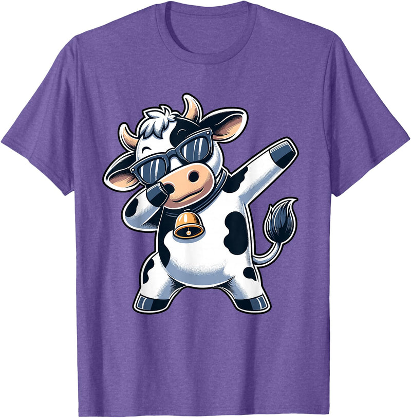 Cool Dab Cow Print Idea for Adult and Kids Cute Dabbing Cow Clothes Men Toddler Boys Farm Animal Kids T-Shirt - Purple
