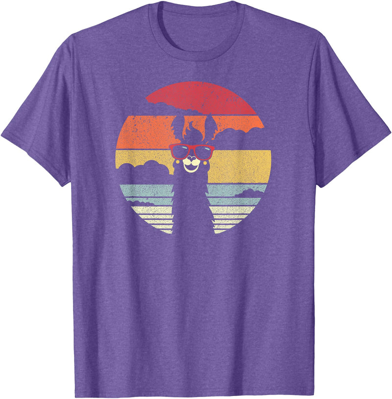 Pack A Punch Llama, Retro Style Alpaca T-Shirt - Purple Heather